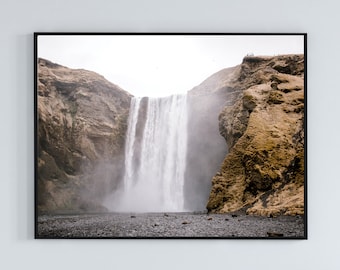 Iceland Waterfall Wall Art Travel Print Nordic Modern Minimalist Landscape Photography Instant Digital Download