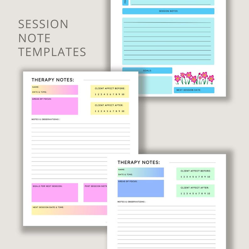 Therapy Progress Note Template | Session Notes | Digital Counseling ...