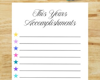 Yearly Review, Yearly Reflection, Annual Review, Yearly Goals Review, Printable Insert Template, Instant Download PDF
