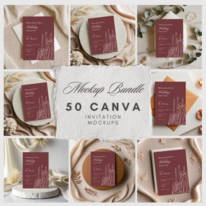 Bundel 50 mock-ups met uitnodigingskaarten | Canvassjabloon | 50 ontwerpen | Modern, elegant, boho, minimaal | Briefpapier voor verjaardagsfeestje