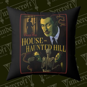 House on Haunted Hill Pillow. FREE SHIPPING. Horror Movie Home Decor. Goth Style Living Room. Classic Scary Film Bedroom Throw. Unique Gift