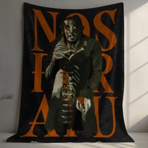 Nosferatu Plush Blanket. FREE SHIPPING. Halloween Horror Home Decor. Count Orlok Gothic Vampire. Spooky Universal Monsters. Unique Gift Idea