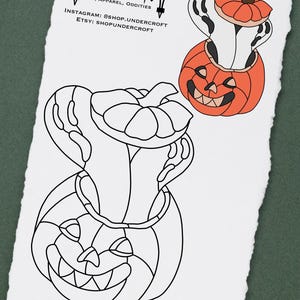 Jack-O-Lantern Ghost Stained Glass Pattern. Halloween Tattoo Inspired. PDF FILE. Digital Download