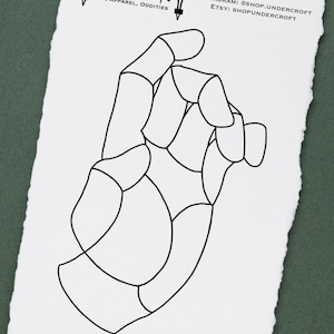 Romantic Hand Stained Glass Pattern. PDF Digital Download. Witchy Tattoo Gothic Style. Victorian Vintage Beauty. Home Decor DIY Project.