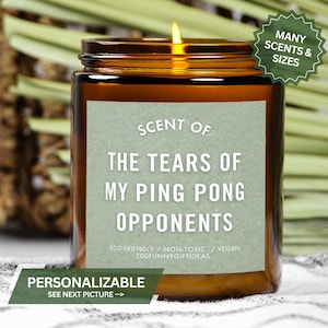 Ping Pong Candle Gift: Funny Table Tennis Player Soy Wax Candle