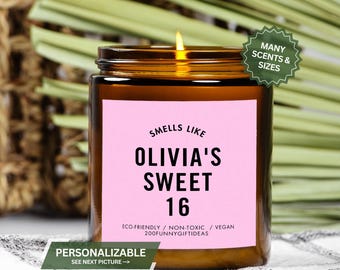 16th Birthday Gifts for Daughter, Niece, Girl, Personalized Sweet 16 Candle Favor, Decor, Decorations