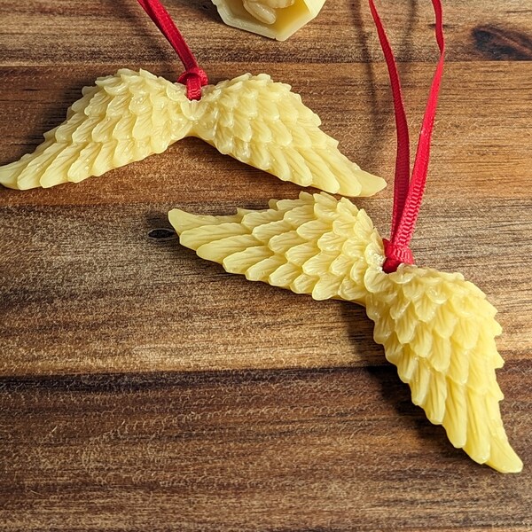 Beeswax Ornaments - Handmade From Tennessee Beekeeper- Wax Christmas Angel Wings, Snowflake, Sunflowers