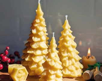Christmas Tree Beeswax Candles - 100% Pure Beeswax From Tennessee Beekeeper - Xmas Tree Candle Decor Handmade Gift