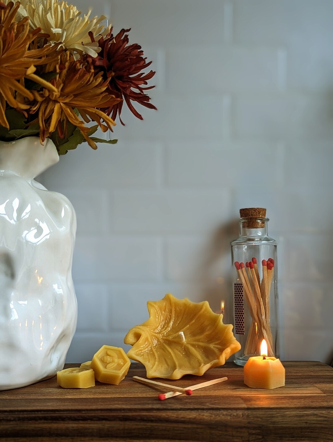 Beeswax Leaf Candle From Tennessee Beekeepers Floating Etsy