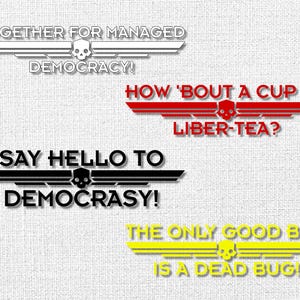 Adesivo com citação engraçada de Helldivers