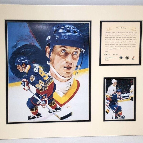 Wayne Gretzky 1996 St. Louis Blues NHL Hockey Lithograph Art Print Photo