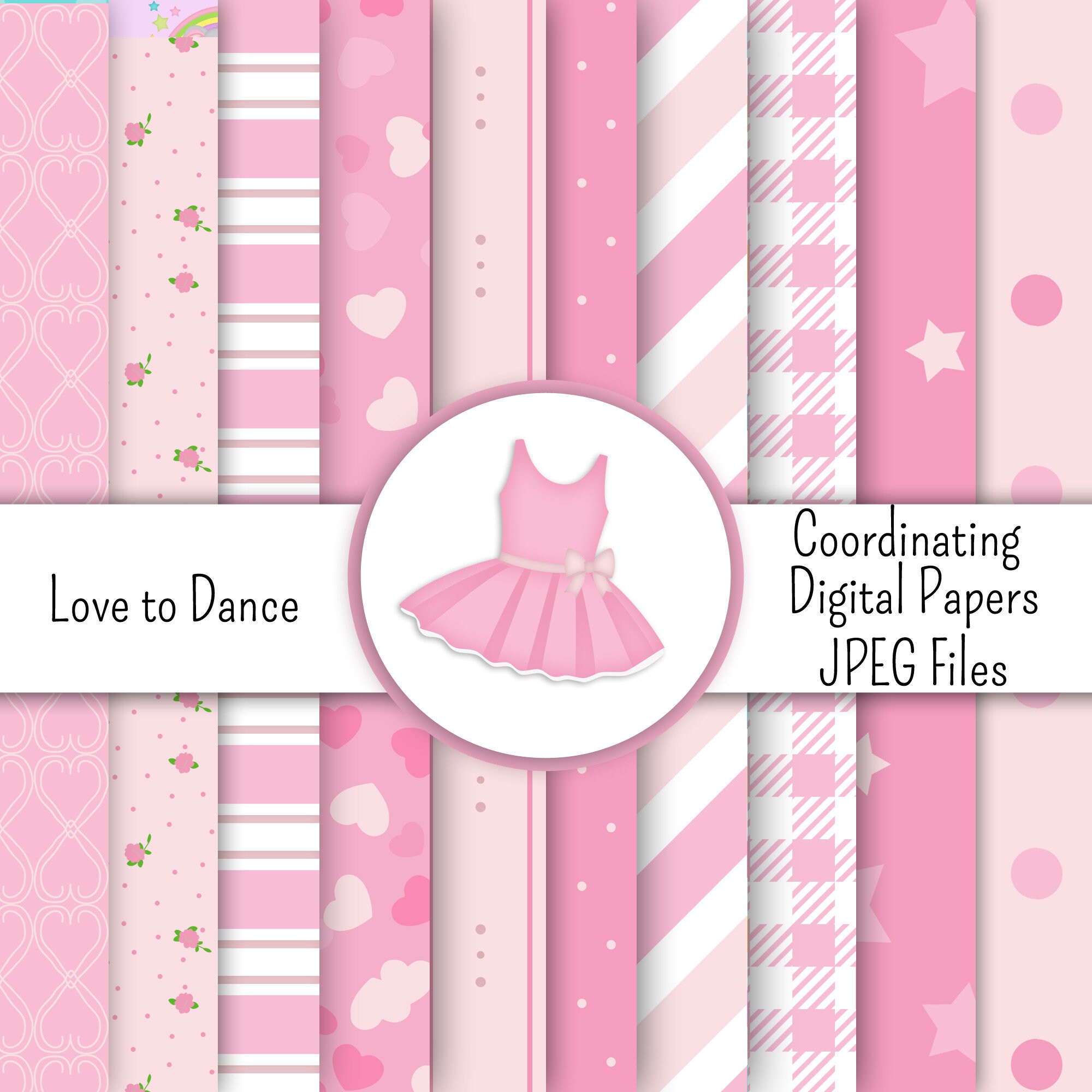 Love to Dance 2021 Coordinating Digital Paper Pack ~ Graphics Kristi W Designs Personal & Commercial Use Scrapbooking Clipart
