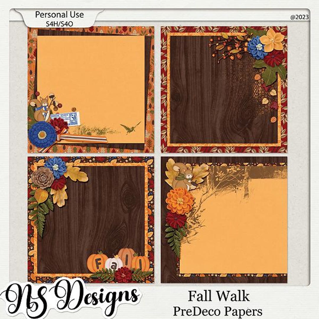 Fall Walk Pre-decorated Pages, Digital Scrapbook Kit, Scrapbooking - Etsy