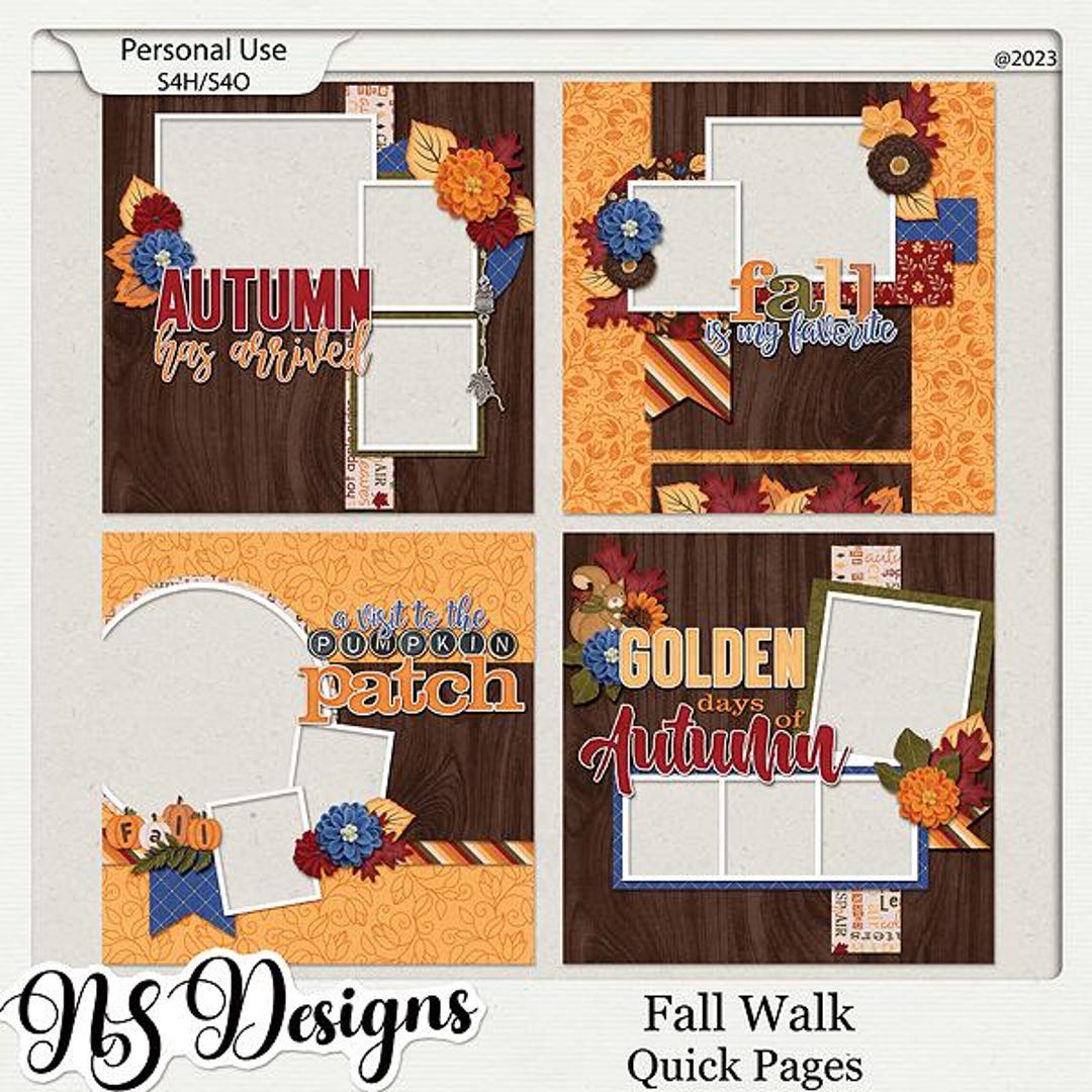Fall Walk Quick Pages, Digital Scrapbook Kit, Scrapbooking - Etsy