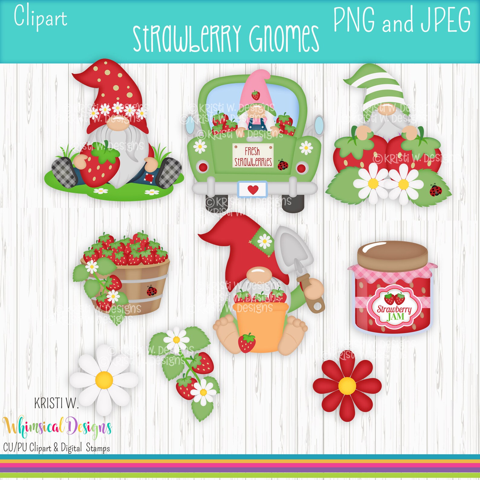 Strawberry Gnomes Clipart Commercial Use Clipart PNG JPEG - Etsy