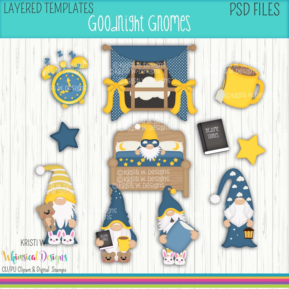 Goodnight Gnomes Templates Commercial Use Digital PSD Etsy