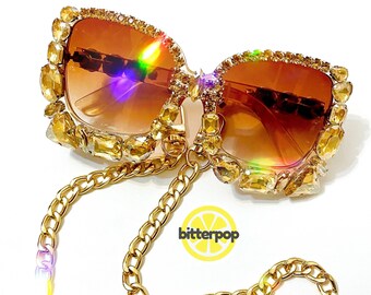 Jeweled Sunglasses // oversized sparkly rhinestone statement sunglasses festival accessories