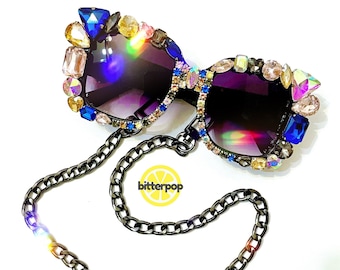 Jeweled Sunglasses // oversized sparkly rhinestone statement sunglasses festival accessories