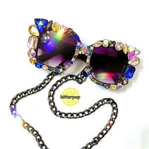 Jeweled Sunglasses // oversized sparkly rhinestone statement sunglasses festival accessories