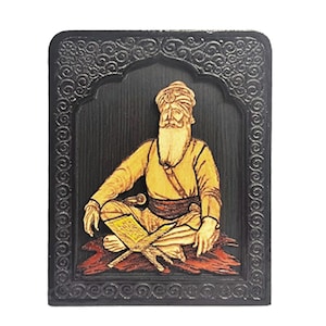 Carved Wooden Baba Deep Singh Ji - Sikh God Car Dashboard Decor