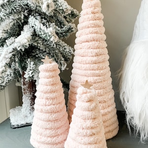 Set of 3 Chenille Trees, Soft, Pastel, Christmas Tree, Christmas Decor