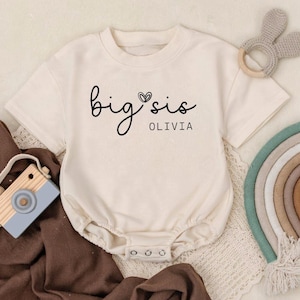 Personalized Big Sister Baby Romper, Cute Big Sister Toddler Shirt, Custom Sibling Tee, Gender Reveal, First Baby Birthday Gift, Newborn