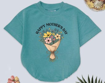 Boho Mama Floral Baby Romper, Mother's Day Outfit, Newborn Gift, Soft Cotton Blend