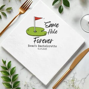 Personalized Golf Bachelor Party Napkins: Same Hole Forever, Par-Tee Decor