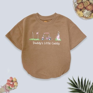 Personalized Daddy&#39;s Little Caddy Short Sleeves Romper, Golf Baby Bodysuit, Father&#39;s Day Gift, Gender Reveal, Pregnancy Announcement
