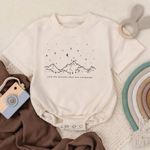 Night Court Baby Romper: Bookish Mountainscape Bodysuit