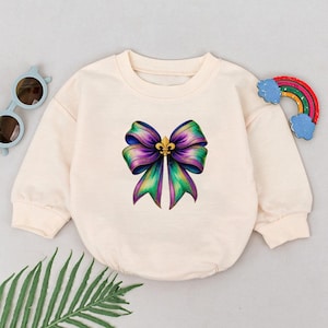 Handmade Mardi Gras Baby Romper: Fleur De Lis Crawfish Carnival Outfit
