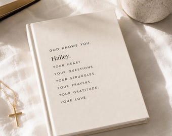 Personalized Prayer Journal Custom Name Catholic Prayer Journal, Devotional Notebook, Bible & Gratitude Journal for her, Christian Girl Gift