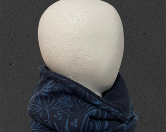 Calentador de cuello de forro polar Bufanda tubular de forro polar Bufanda tubular con hojas Bufanda azul marino Bufanda tipo bandana Calentador de cuello Bufanda para el cuello Bufanda infinita