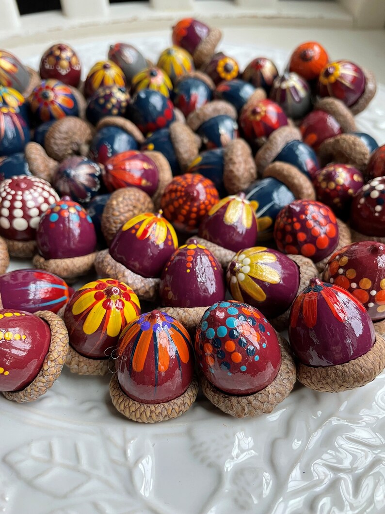 Hello Fall Hand Painted Natural Acorns Set of 6 - Etsy