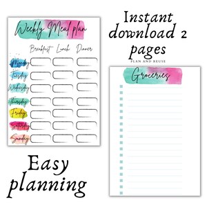 Meal plan and grocery printable