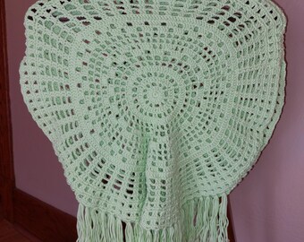 Handmade Crochet Toddler Top with Fringe - Light Green - 100% Cotton