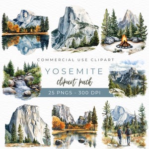 Yosemite clipart, Nationaal Park PNG, berg graphics, rustieke avontuurlijke kunst, reizen clipart, Instant Download
