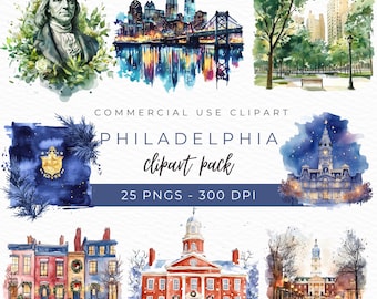Philadelphia Clipart, Pennsylvania SVG, Liberty Bell Illustration, Stadt Skyline PNG, Philly Aufkleber Kunst, Sofort Download