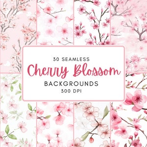 Pacchetto di carta digitale con fiori di ciliegio, motivi senza soluzione di continuità, fiori primaverili, scrapbooking, creazione di biglietti, stampabile