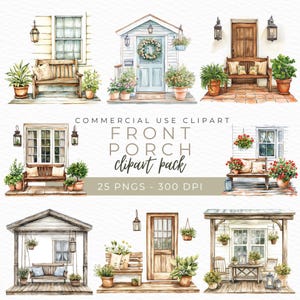 Front Porch Clipart, Rustic Porch PNG, Cottagecore Graphics, Autumn Porch Art, Farmhouse Clipart, Download instantâneo