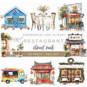 Restaurant Clipart, PNG Küche, Imbisswagen Illustration, Koch & Diner Art, Kochen Grafiken, Italienisches Essen Dekor, Sofort Download