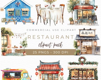 Restaurant Clipart, Kitchen PNG, Food Truck Illustration, Chef & Diner Art, Cooking Graphics, Italian Food Decor, Instant Download