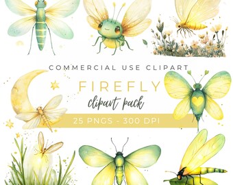Firefly Clipart, Firefly PNG, Magical Forest Art, Lightning Bug Illustration, Mason Jar Clipart, Enchanted Nature Art, Instant Download