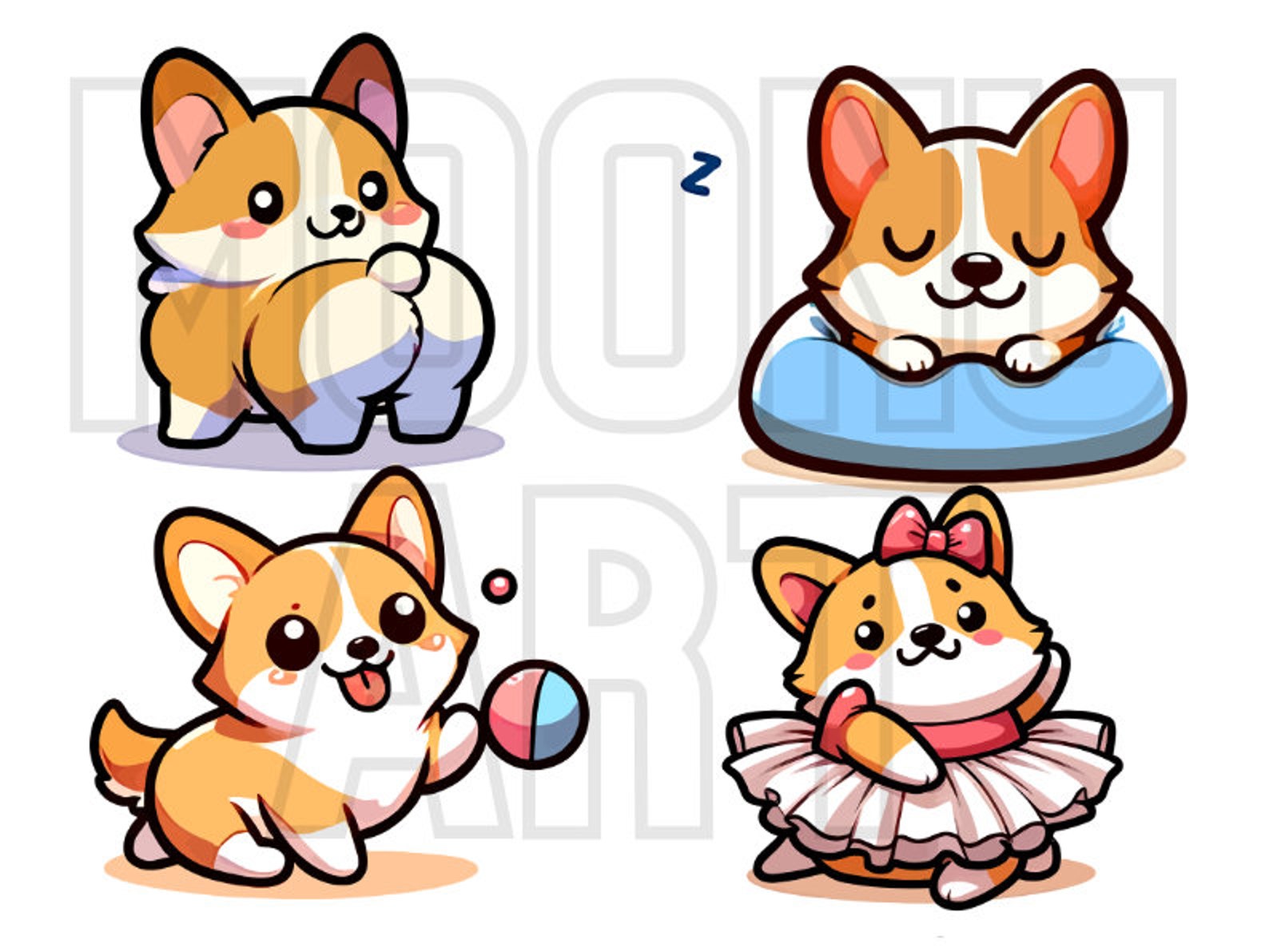 25 Kawaii Corgi Clipart Set Cute Corgi Butt Funny Dogs Digital Clipart ...