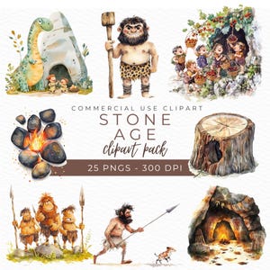 Stone Age Clipart, Prehistoric PNG, Mammoth Illustration, History Graphics, Ice Age Art, Educational Decor for Classrooms, Instant Download