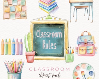 Classroom Clipart, Teacher Art, School Supplies Clipart, Educational Graphics, Preschool Art, Student Clipart, Instant Download