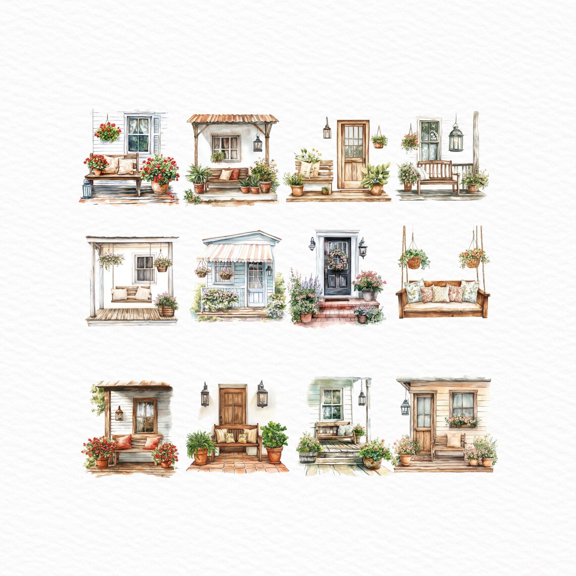Front Porch Clipart, Rustic Porch PNG, Cottagecore Graphics, Autumn ...