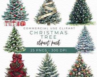 Realistic Christmas Tree Clipart, Holiday Tree Illustration, Festive Winter Art, Christmas Greenery PNG, Instant Download