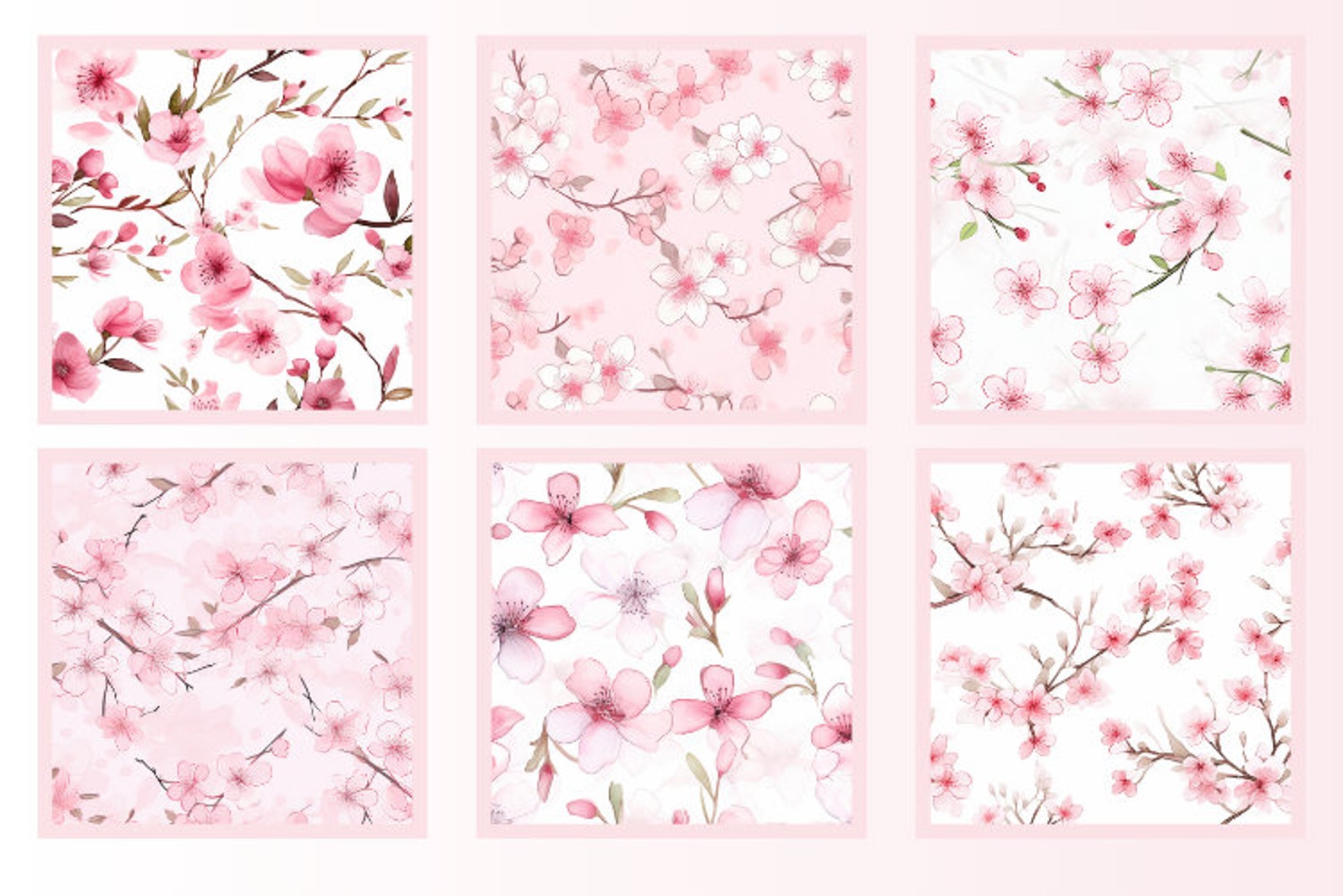Cherry Blossom Digital Paper Pack Sakura Seamless Patterns Spring ...