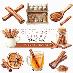 Cinnamon Sticks Clipart, Cinnamon Clipart, Spice PNG, Rustic Clipart, Holiday Graphics, Instant Download